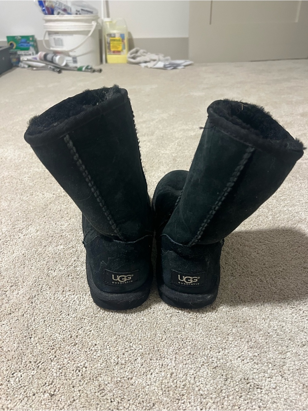 UGG Black Suede Shearling-Lined Boots